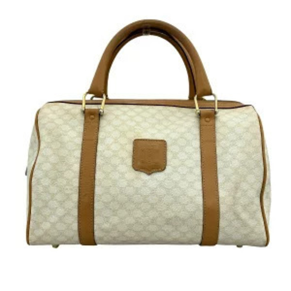 Celine Macadam White x Brown Boston Bag